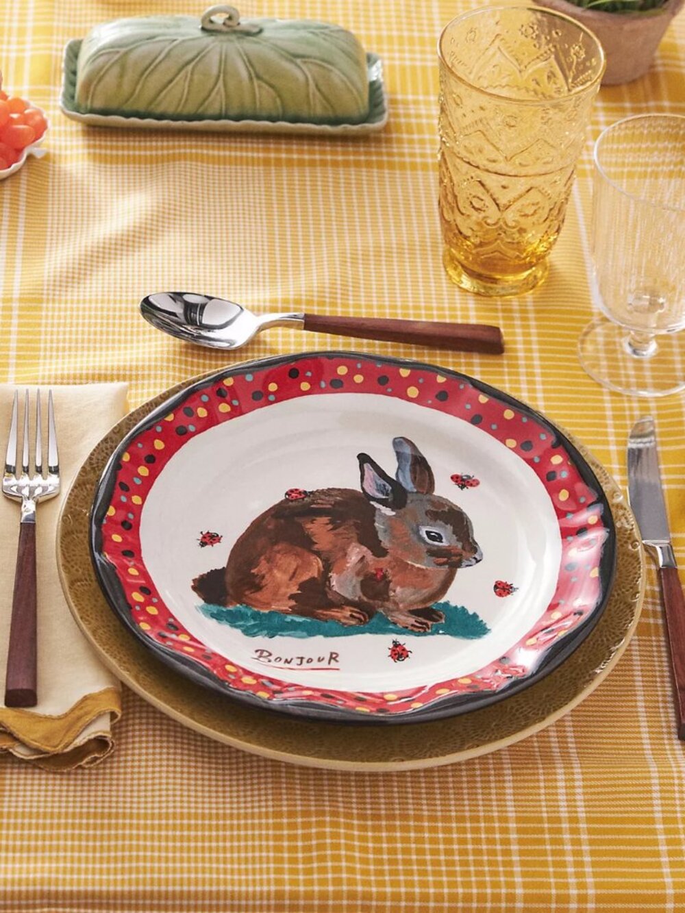 NIB Anthropologie Nathalie Lete Dinner Plate- Rabbit